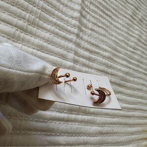 Pretty Bird Crescent Moon Rose Gold Ear Cuffs